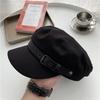 Panama Women's Leather Buckle Belle Duck Tongue Hat Solid Navy Fashion Outdoor Sun Protection Cap H67
