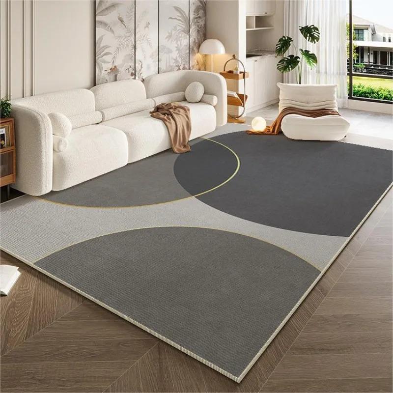 Modern Luxury Geometric Carpet Grey Large-Sized Living Room Rug Anti-Slip Washable Bedroom Mat Home Decoration