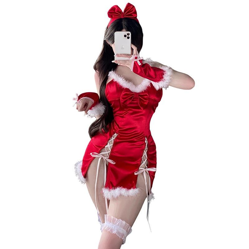 Sex Lingerie Christmas Uniform Seduction Pure Lust Sexy Open Gear Free New Robe Woman