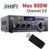 50W 2.0 Channel HiFi Power Amplifiers with Bluetooth-compatible 5.0, USB Playback and Inputs for Home Theater