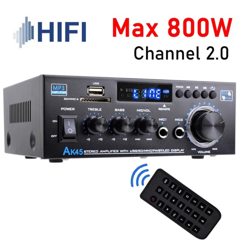 50W 2.0 Channel HiFi Power Amplifiers with Bluetooth-compatible 5.0, USB Playback and Inputs for Home Theater