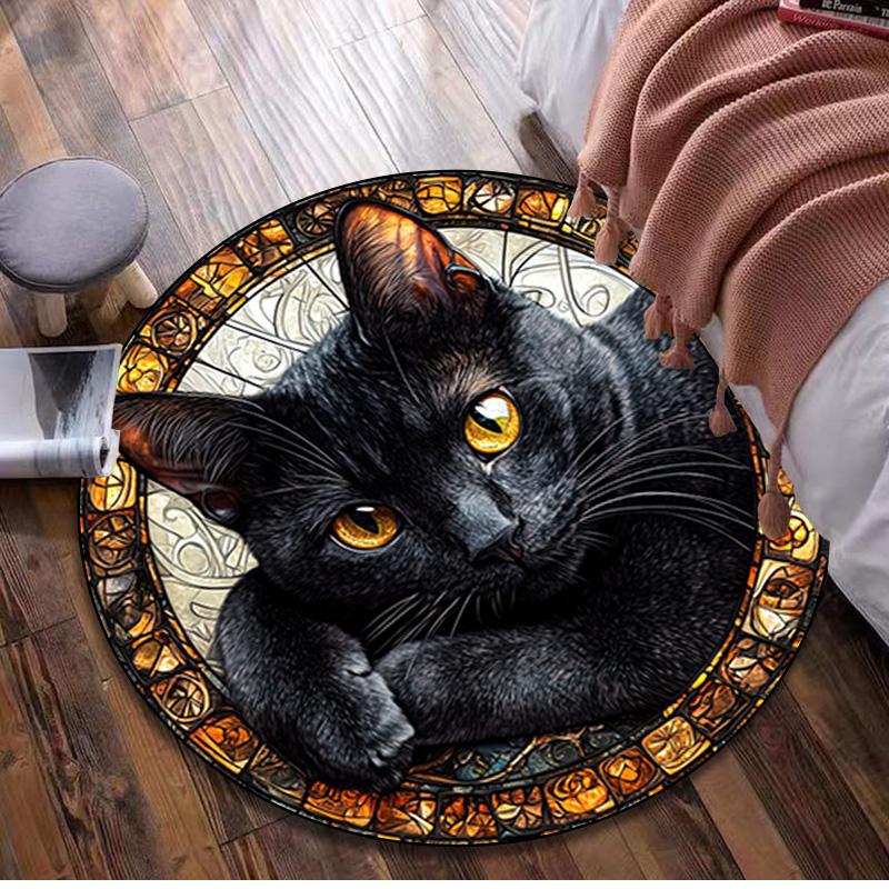 Animal  Circular Rug Office Decorative Carpet For Living Room Bedroom Door Mat Floor Rug Computer Chair Area Rug Viking Theme Decor