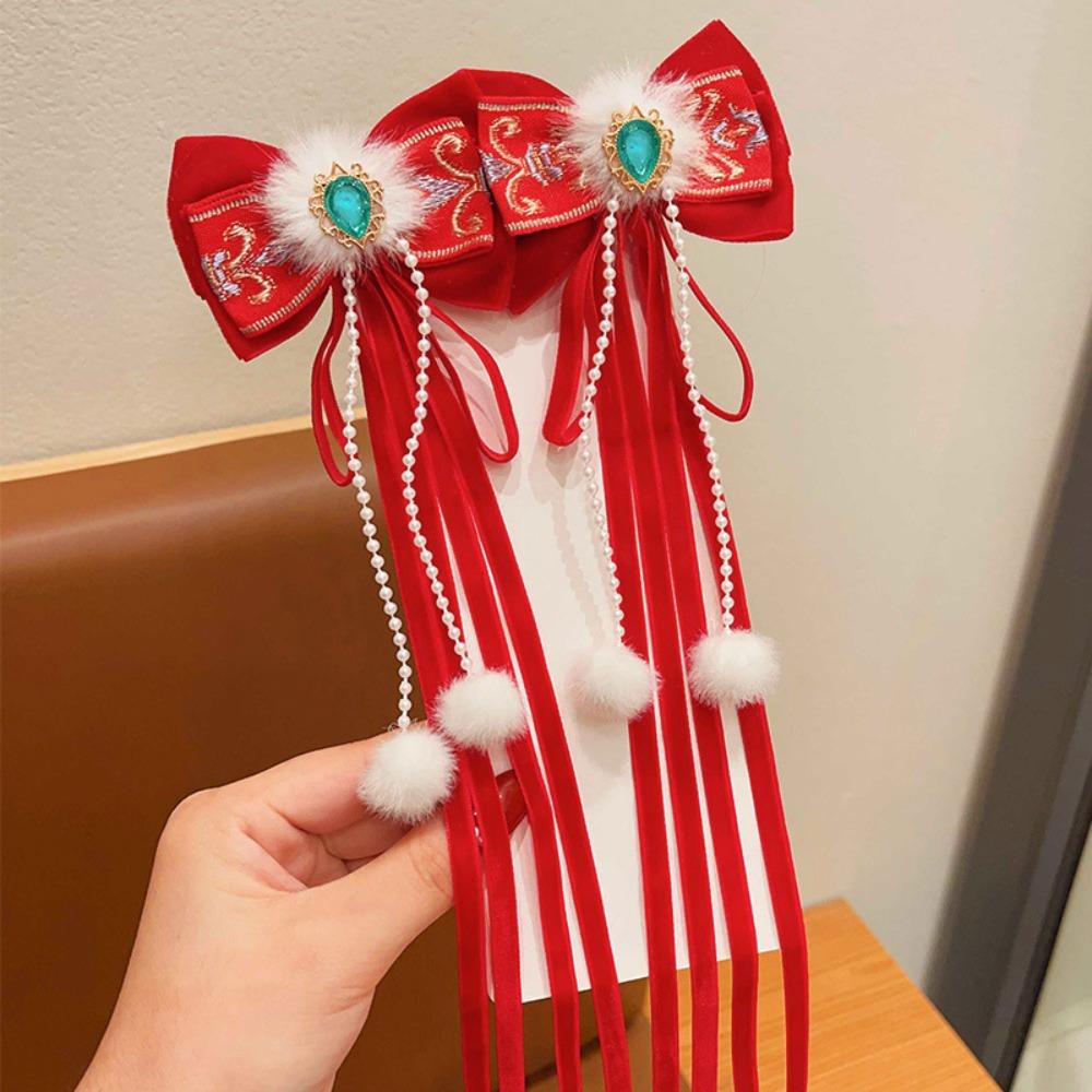 Princess New Year Bow Hairpins Ancient Style Girls Hanfu Headwear  Hair Accessories