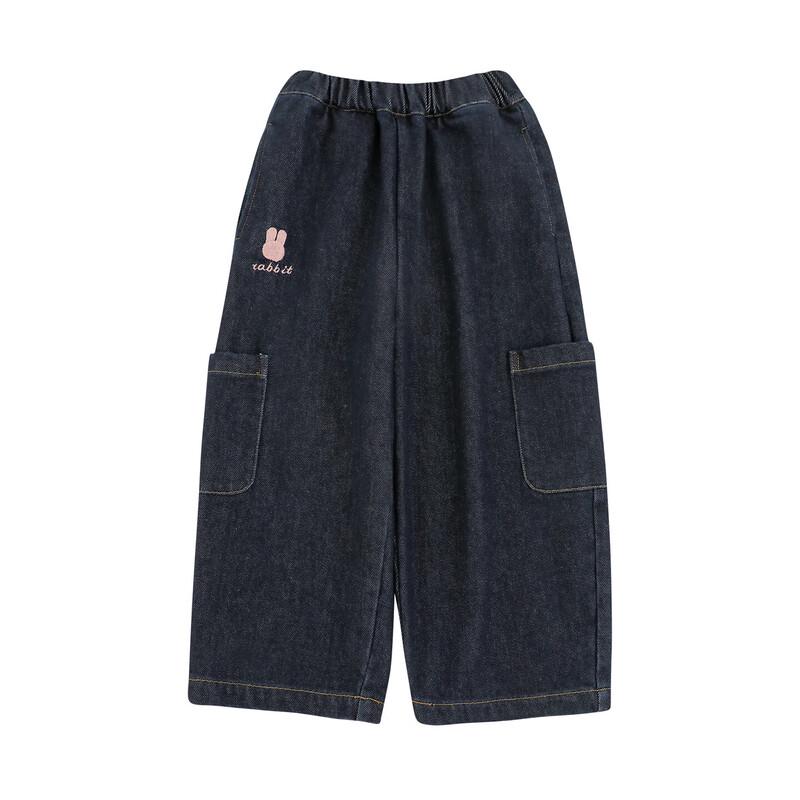 

YouYou Girls Winter Rainbow Rabbit Plush Straight-Leg Jeans 130 cm