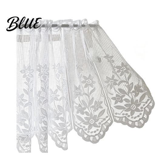 Semi Transparent Gauze Floral Over White Kitchen Lace Window Valance Curtain Rustic Sink Short Curtains for Windows Sheer Scalloped
