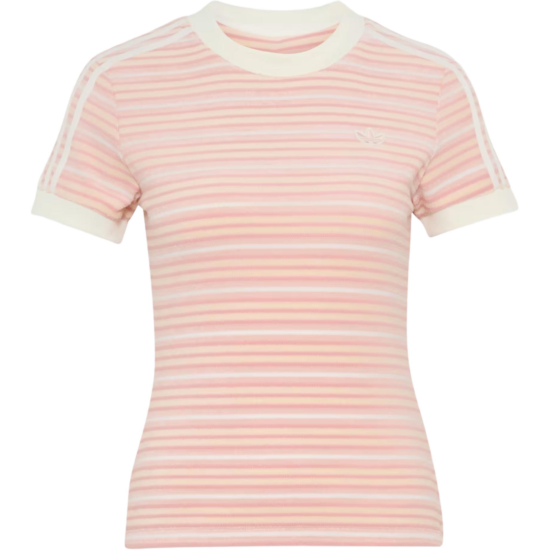 Adidas Originals Striped Logo Round Neck Slim Fit Short Sleeve T-Shirt Women tops KY8116 XS