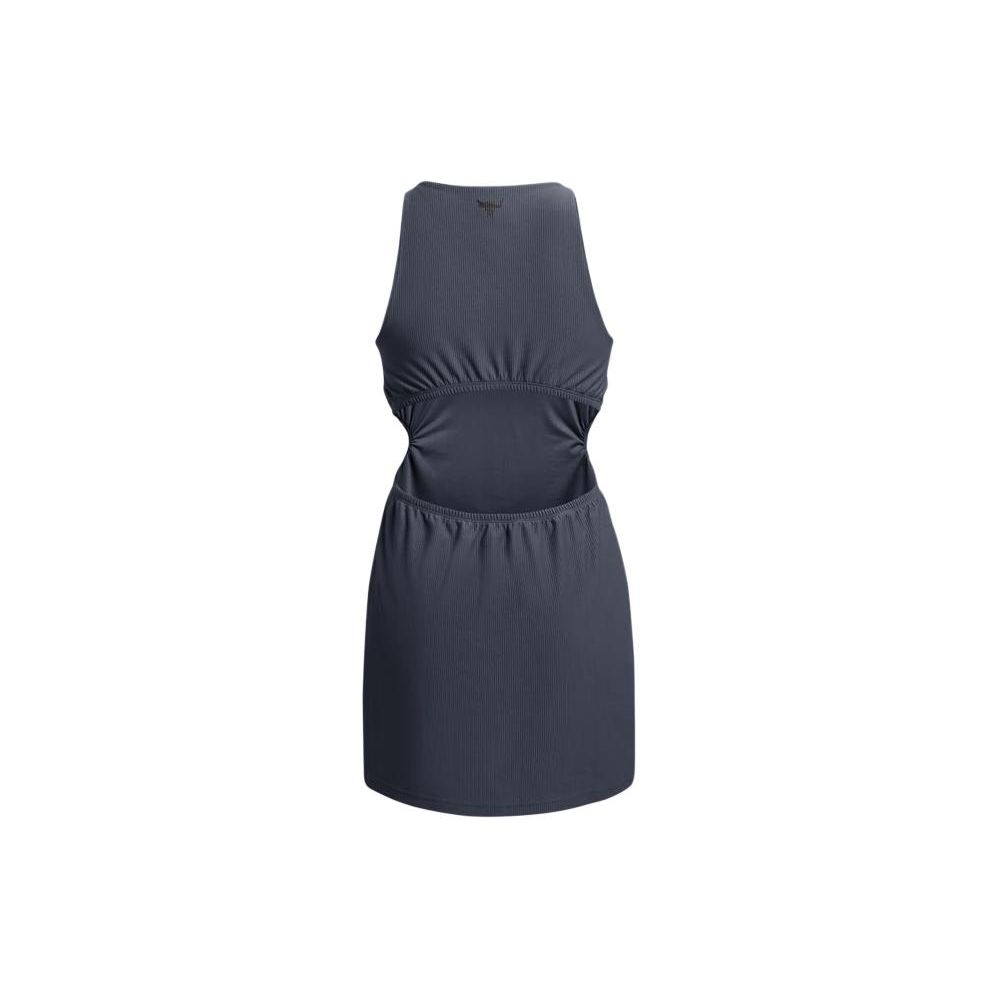 Under Armour Solid Color Round Neck Slim Fit Short Sleeveless Dress Women dresses Gray 1382715-044