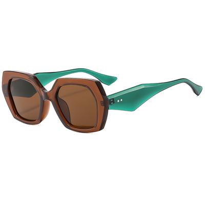Vintage Kwadratowe Poligonalne Damskie Okulary Przeciwsłoneczne Modne Sześciokątne Przezroczyste Niebieskie Soczewki Ochrona UV400 Nity Okulary Słoneczne Oculus