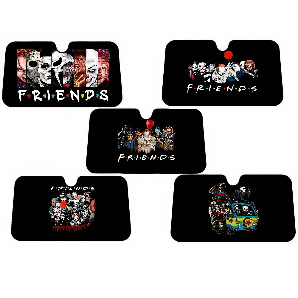 New Arrival Horrible Friends Killer Movie Holographic Windshield Sunshade Car Front Windshield 70x130cm Sun Visor Heat Reflector