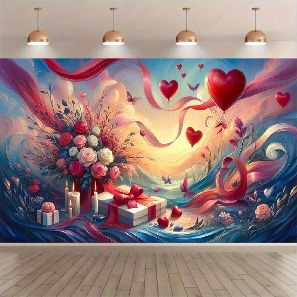Balloon Valentine's Day Photography Backdrop Gift Happy Valentine's Day Banner  Photo Booth