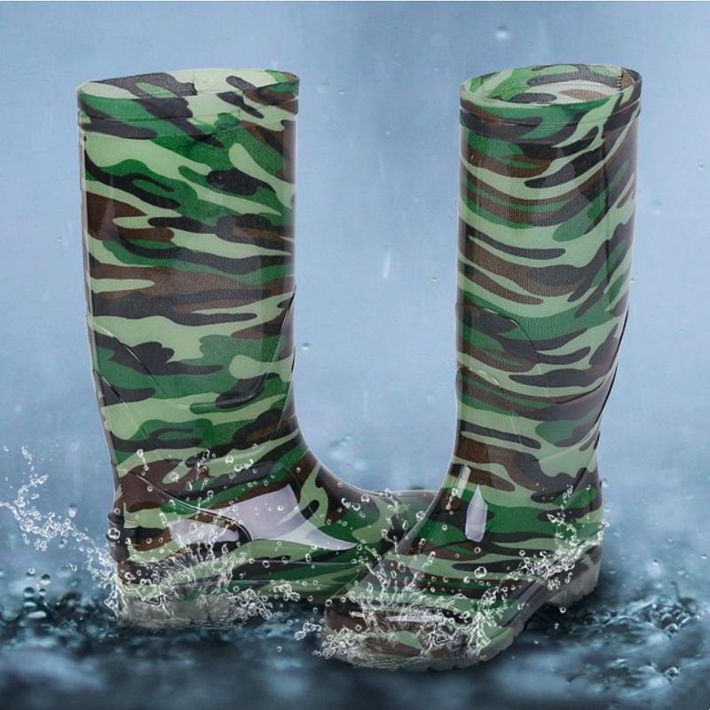 Winter Thickened Tall Soft Rubber Camouflage Rain Boots Antifreeze and Anti-skid Gaobang Water Shoes Warm Long Tube Construction Site Rain Shoes