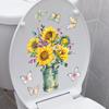 Sunflower Vase Wall Stickers Toilet Bathroom Decor Living Room Cabinet Home Decoration Beautiful Flowers Self-Adhesive Wallpaper