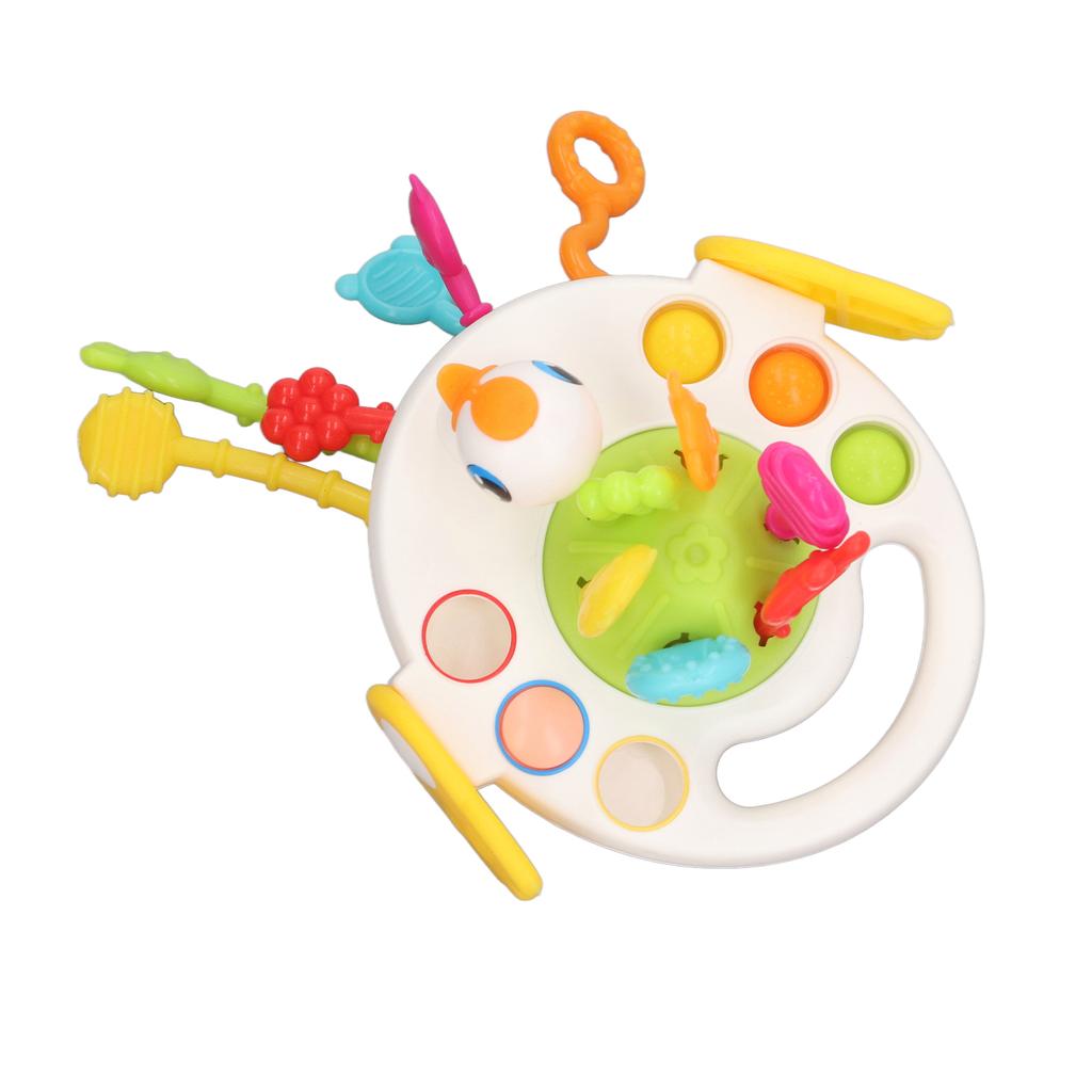 Jucărie pentru copii mici cu șnur de tras, educativă, liniștitoare, în formă de rață, multifuncțională, jucărie cu șnur de tras, albă