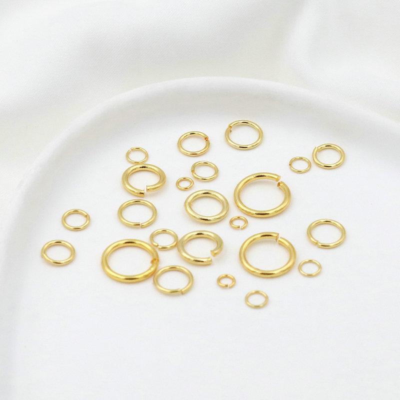100PCS 18K Gold Plated Jump Rings 3-8mm Non Tarnish Open Jump Rings for Jewelry Making DIY Necklace Bracelet Earrings Supplies