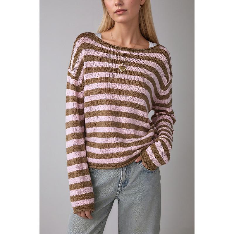 PEYWOW Women's Fashion Casual O-Neck Long Sleeve Autumn Winter Loose Sweaters
