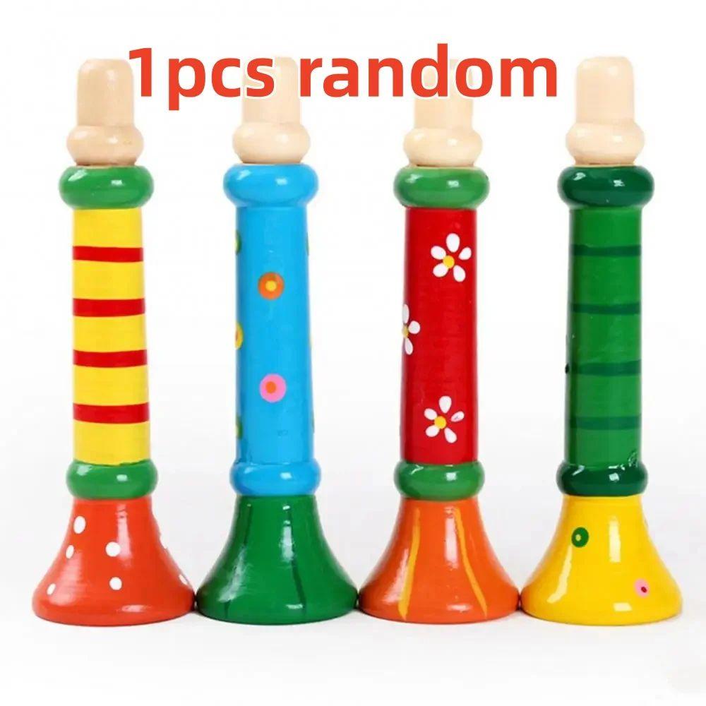 Wooden Small Horn Children Toy Horn Whistle Musical Instrument for Kids Early Educational Montessori Toys Sound Training Games