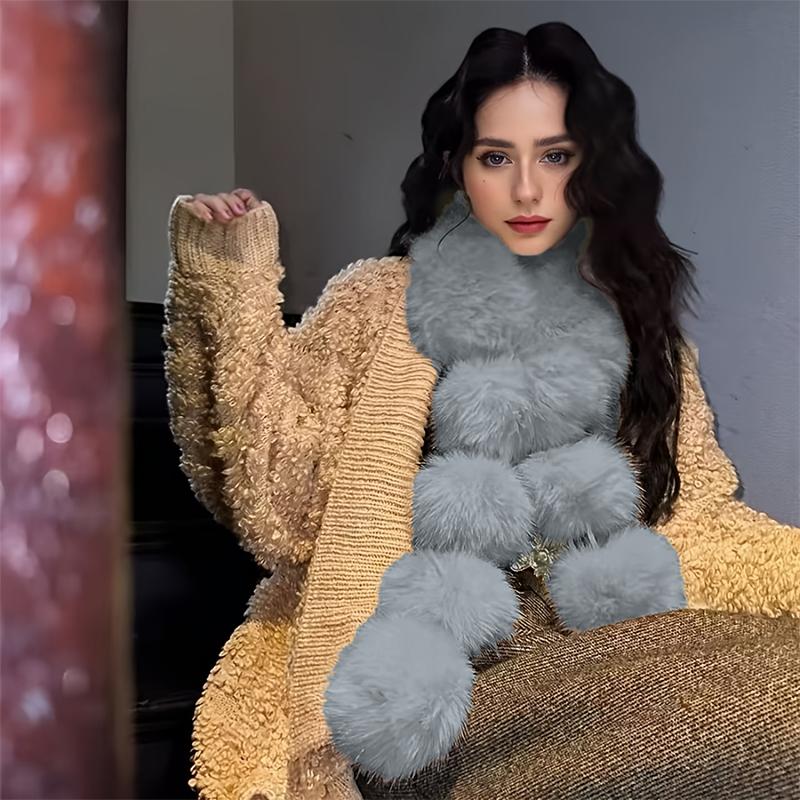 Long Faux Fox Fur Scarf Women Winter Warm Soft Furry Scarves Casual Lady Outdoor Neck Warmer Collar