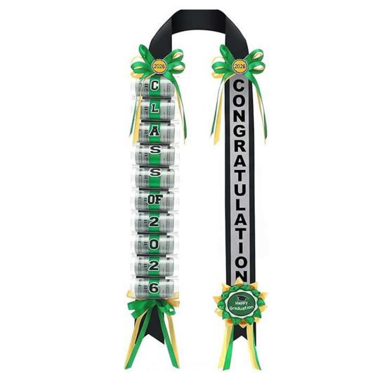 2026 Graduation Money Lei with 11 Cash Holder Double Braided Grad Ribbon Leis Graduation Gifts for Class of 2026 High School College Party Supplies