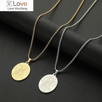 Stainless Steel Guardian Angel Protect Me Pendant Necklace For Women Bohemia Simple Jewelry Charm Men Necklace