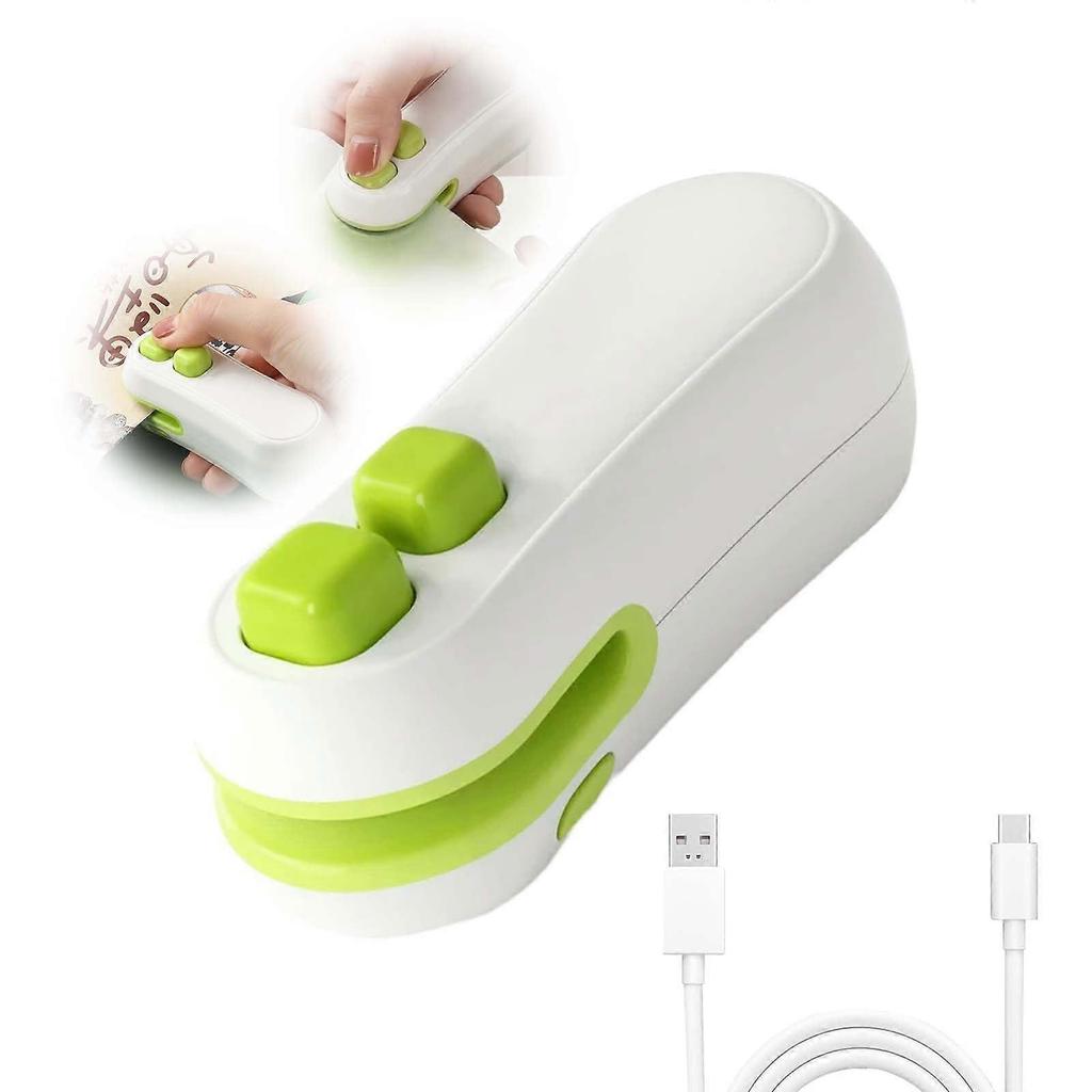 2-in-1 Mini Bag Sealer & Cutter with Magnet - USB Rechargeable Handheld Heat Sealer for Plastic Bags, Snacks, Candies & Food Storage