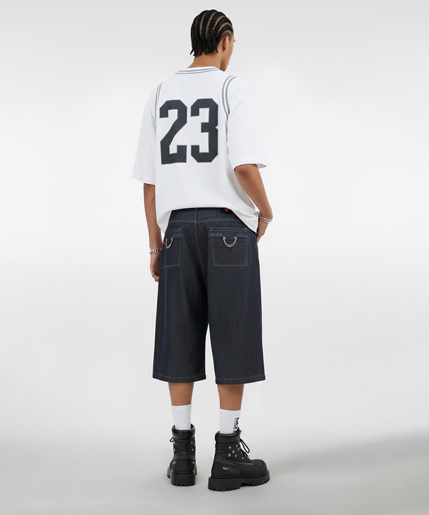 Beoteunseoul Fake Layered Lettering Print Oversized Short Sleeve T-Shirt (White)