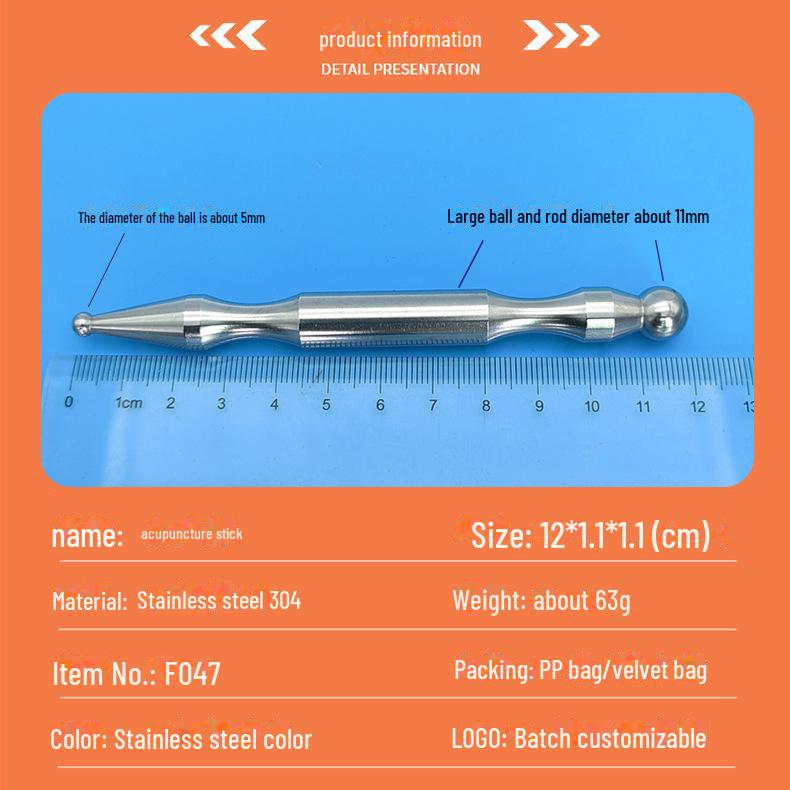 "Stainless Steel Meridian Massage Pen - Acupuncture & Fascia Tool for Face, Eye, and Foot"