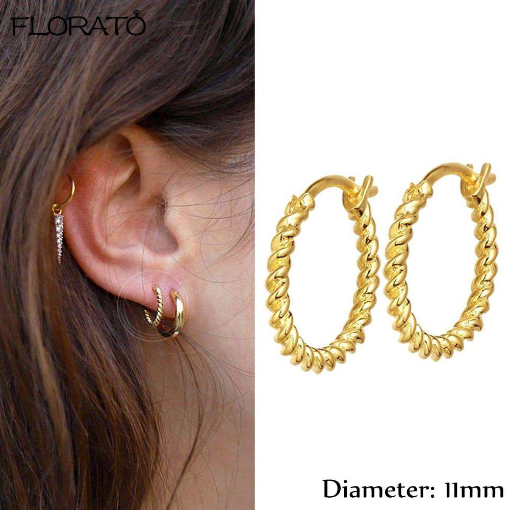 925 Silver Ear Needle Simple 10/15/25mm Hoop Earrings for Women Round Dangle Gold Earrings Fashion Korean Jewelry