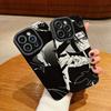 Vertical Grain Leather Shell Uchiha Itachi Printed Cover Patterned Soft Silicone Case with Camera Lens Full Protection for iPhone