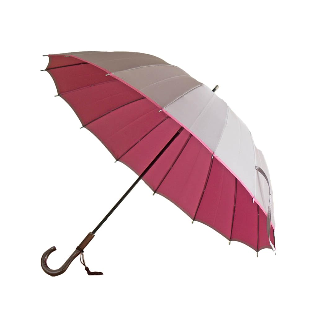Kasane long 16 plain suitable for both rain and Komiya Shoten x Rose Japanese-made umbrella, ribs, 55cm, Koshu-ori fabric, double-sided, design, sun,