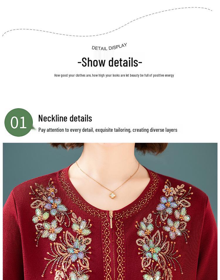 Women's Autumn/Winter Heavy Knit Cardigan with Butterfly Flower Embroidery & Hand Beading