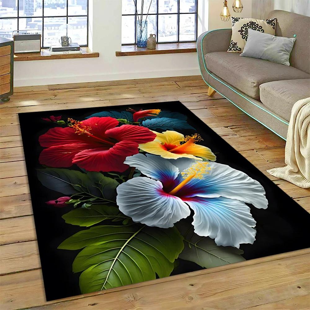 HD Pretty Flower Daisy Rose Chrysanthemum Carpet Rug for Home Living Room Bedroom Sofa Doormat Decor,Kids Area Rug Non-slip Mat