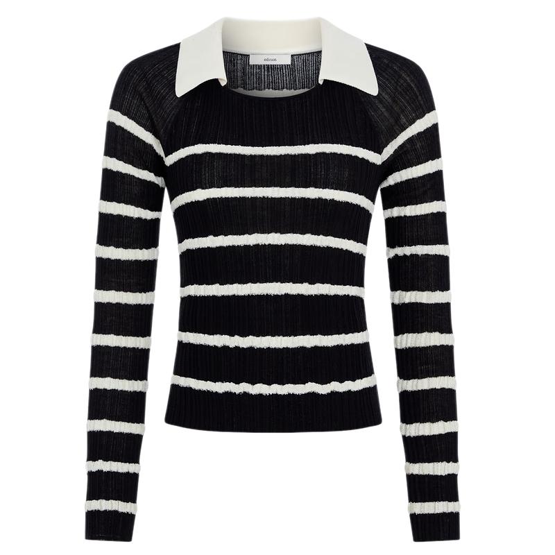 

Издание Женский Поло Трикотажный Топ в Полоску из Смеси Шелка и Шерсти XS