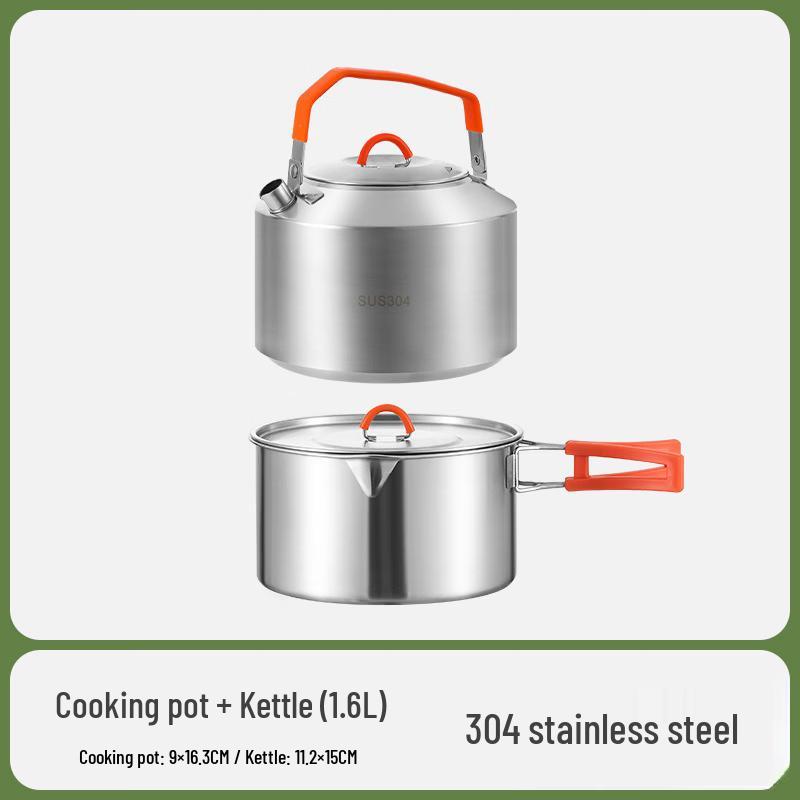 Huahangzhen Outdoor Stainless Steel Camping Cookware Set