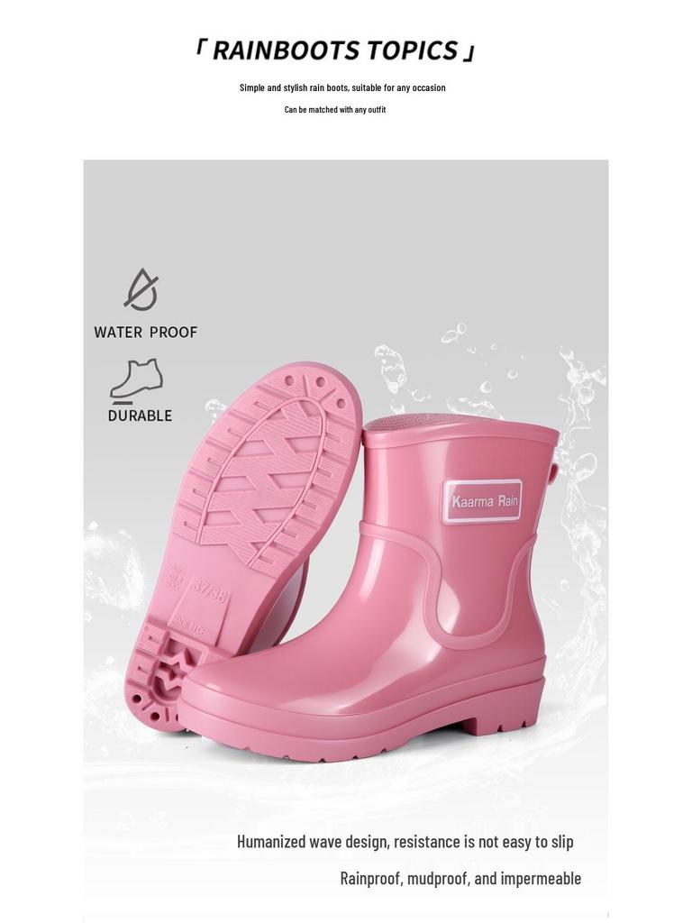 Exquisite Women's Short Rain Boots - Non-slip, Waterproof, and Stylish for Spring and Autumn