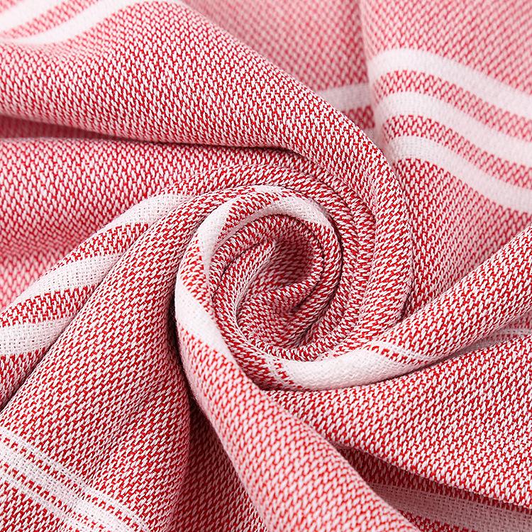 Turkish Cotton Sand-Resistant Striped Beach Shawl/Towel with Tassels
