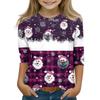 Christmas Children's 3/4 Sleeve Tops Casual  Printed Daily T Shirt Round Neck Pullover Blouse