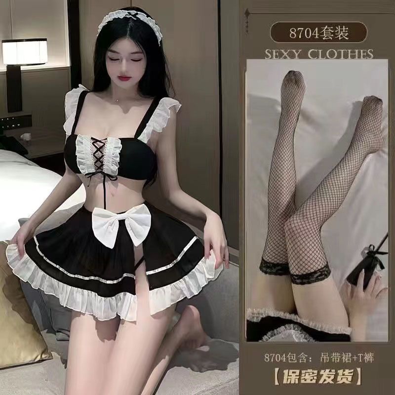 Sex lingerie cosplay mesh backless sexy maid multi-piece maid set batch one piece