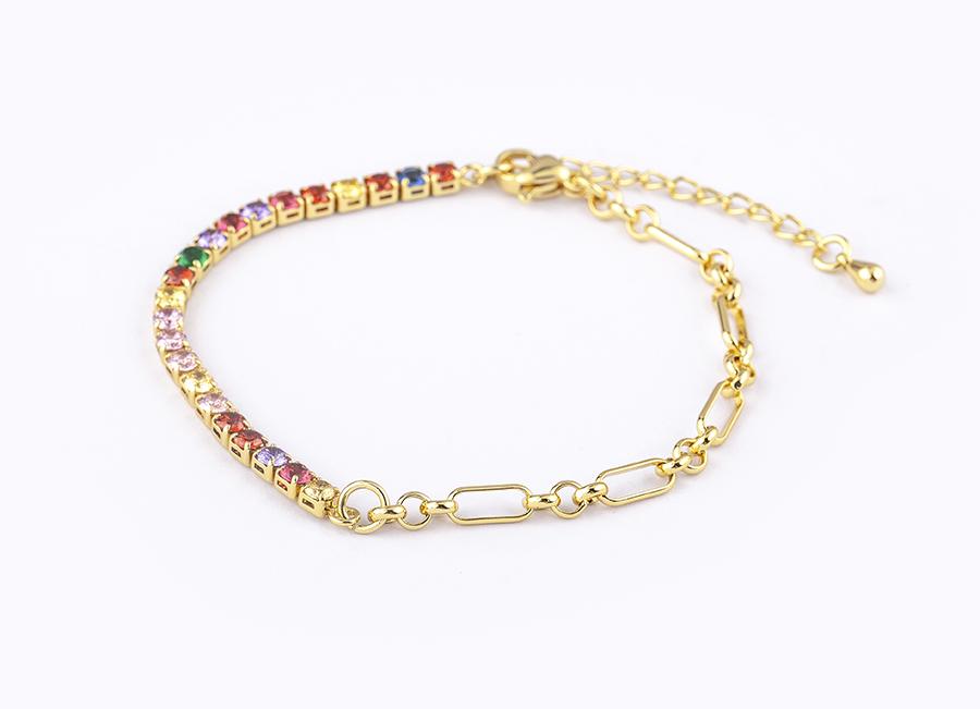 Nidin Classic 5 Colors Bracelets Fashion Paperclip Link Chain Light Luxury Zircon Charm Bangle Women Jewelry Party Fine Gift