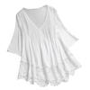 Women Vintage  Three Quarter Lace V-Neck Plus Size Top T-Shirt Blouse