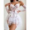 Sex Underwear Solid Color Perspective Suspender Dress Sexy Bow New Flirty Sex Underwear