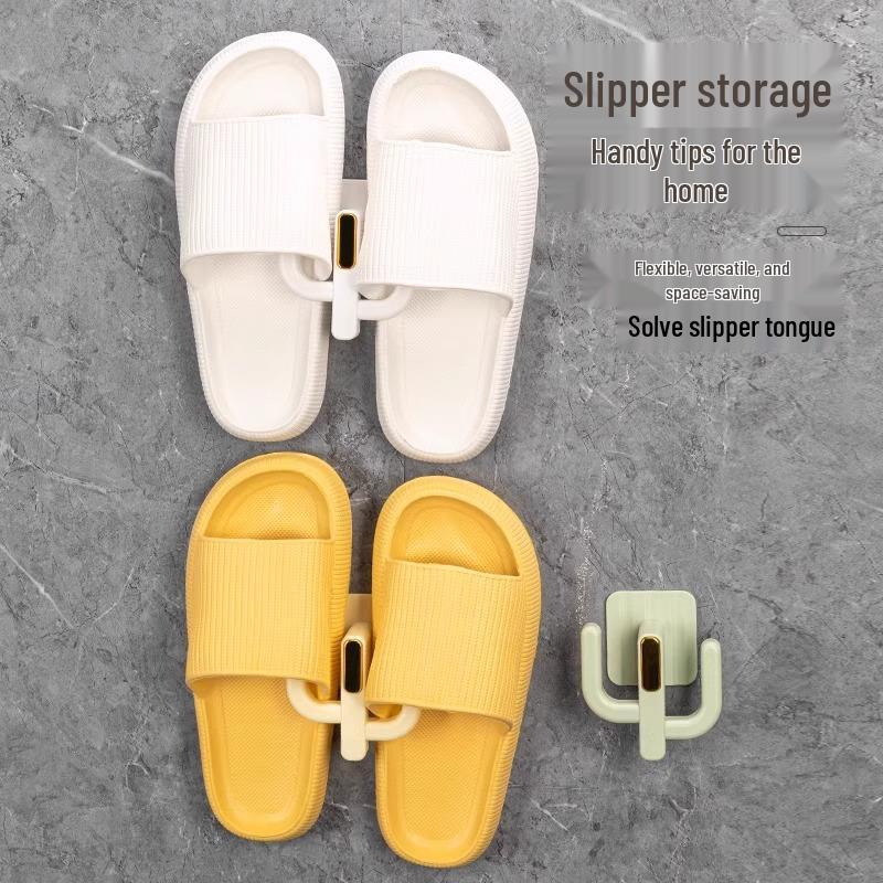 No-Drill Wall-Mounted Slipper Rack - Bathroom Storage Hook Shelf
