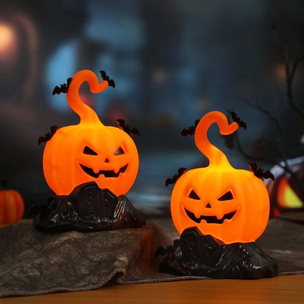 Luminous Pumpkin LED Lamp Plastic Electronic Nightlight Halloween Candle Light Home