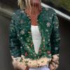 Women's Fashion Christmas Printed Long Sleeve Knitted Cardigan Button Down Jacket