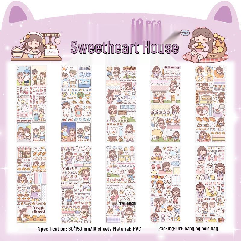 Pet Planet Cute Cartoon Children's Waterproof Notebook Stickers Set