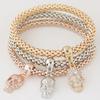 Platform Explosion, European and American Flash Diamond Big Peach Heart, a Variety of Three-color Corn Chain Bracelets, Three-piece Bracelets