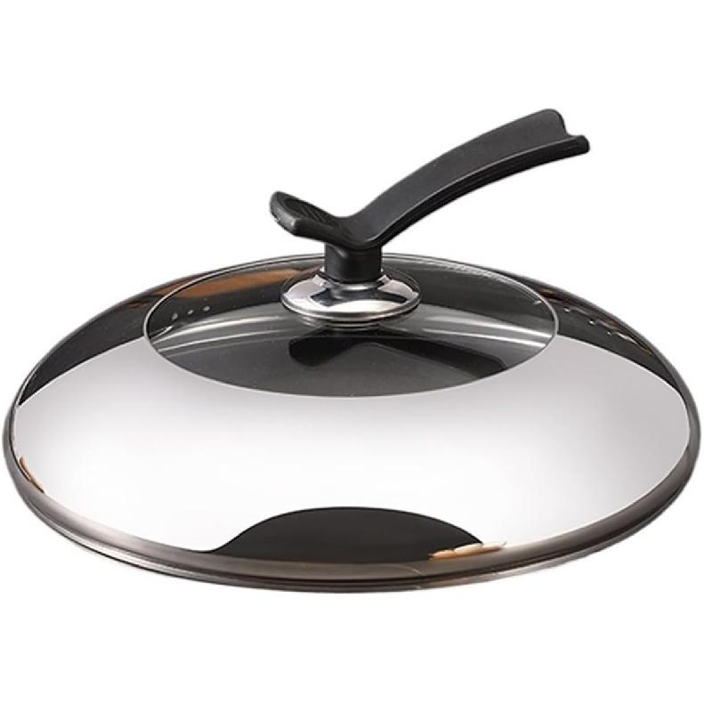 Frying Pan Lid Thicken Stainless Wok Cover Tempered Glass Wok Lid Ergonomic Handle Domestic Steamer Lid Wok Accessories (16-34 Cm) Pot Cover(24cm)