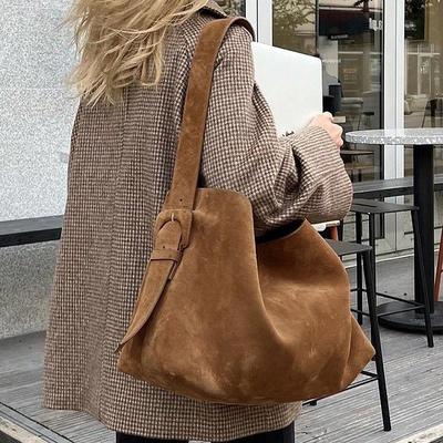 Neue Wildleder Bucket Bag Damen Schultertasche Shopper Große Kapazität Handtasche Mode Lässig Vielseitige Umhängetasche für Damen