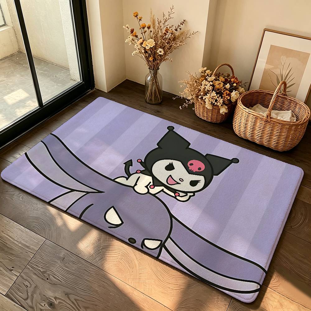 Kawaii K-Kuromi Cute Carpet Bathroom Anti-slip Mat Door Mat Home Decoration Mat Entrance Door Mat Scratch-resistant Door Mat
