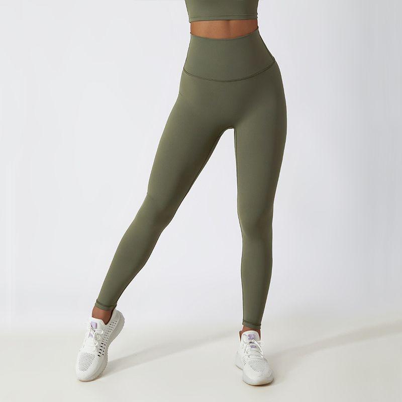 

Pilates Seamless High Waist Thin Stretch Yoga Pants Army Green L