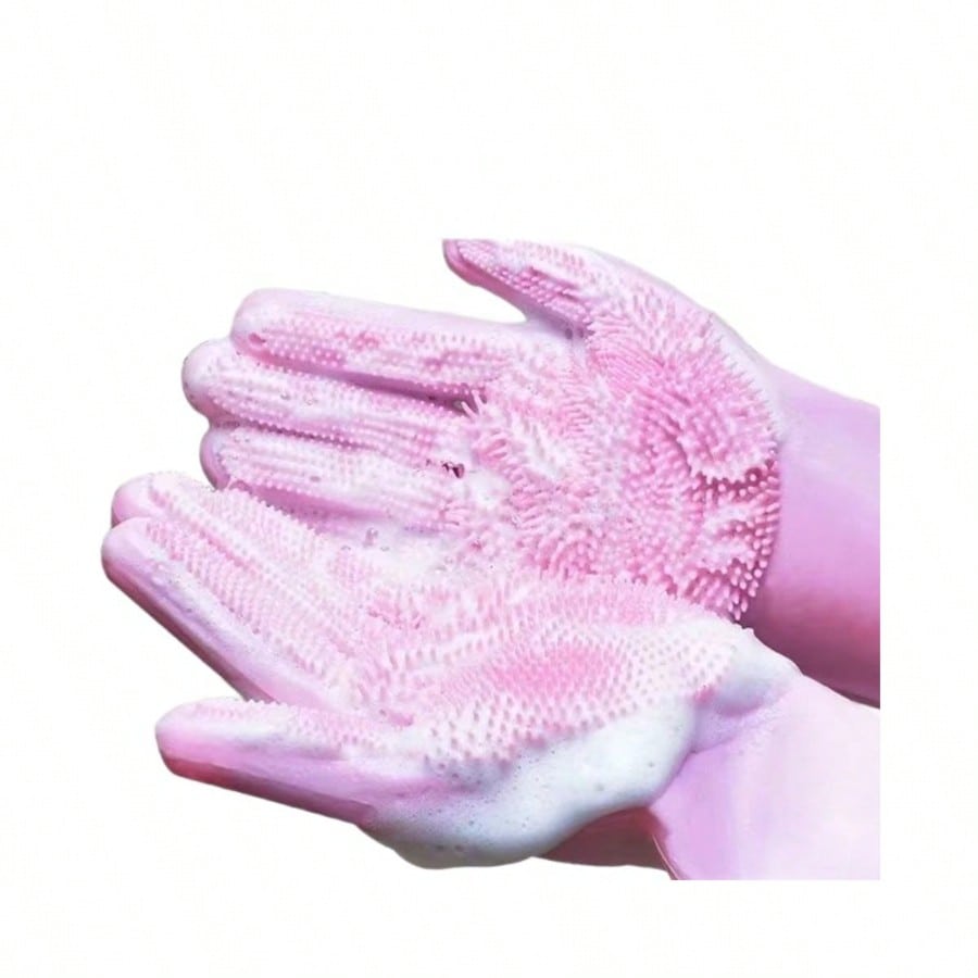 Silicone Dishwashing Gloves, Pet Bathing Gloves, Kitchen Cleaning Gloves for Washing Dishes and Vegetables